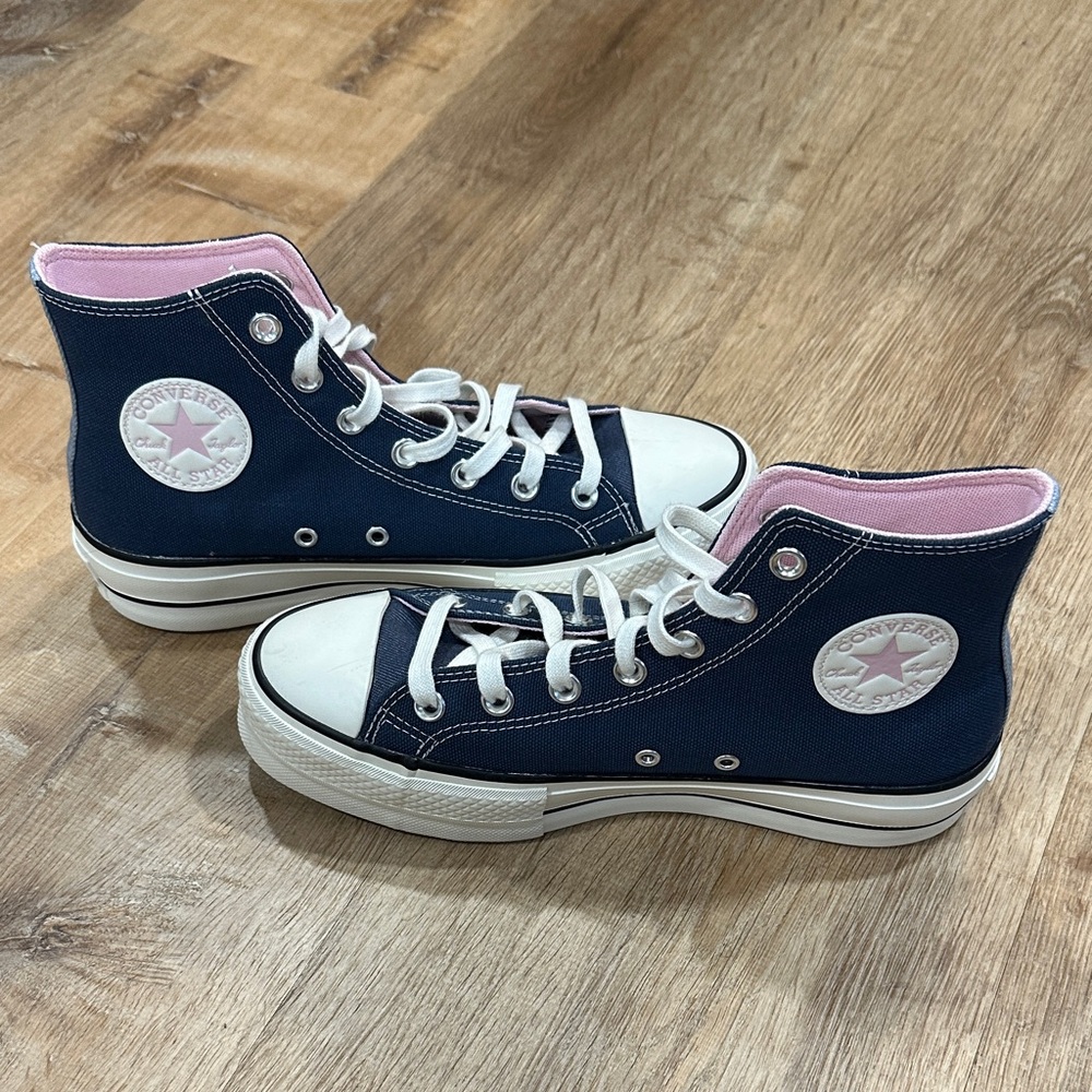 Converse Dark Blue and Pink High-Tops